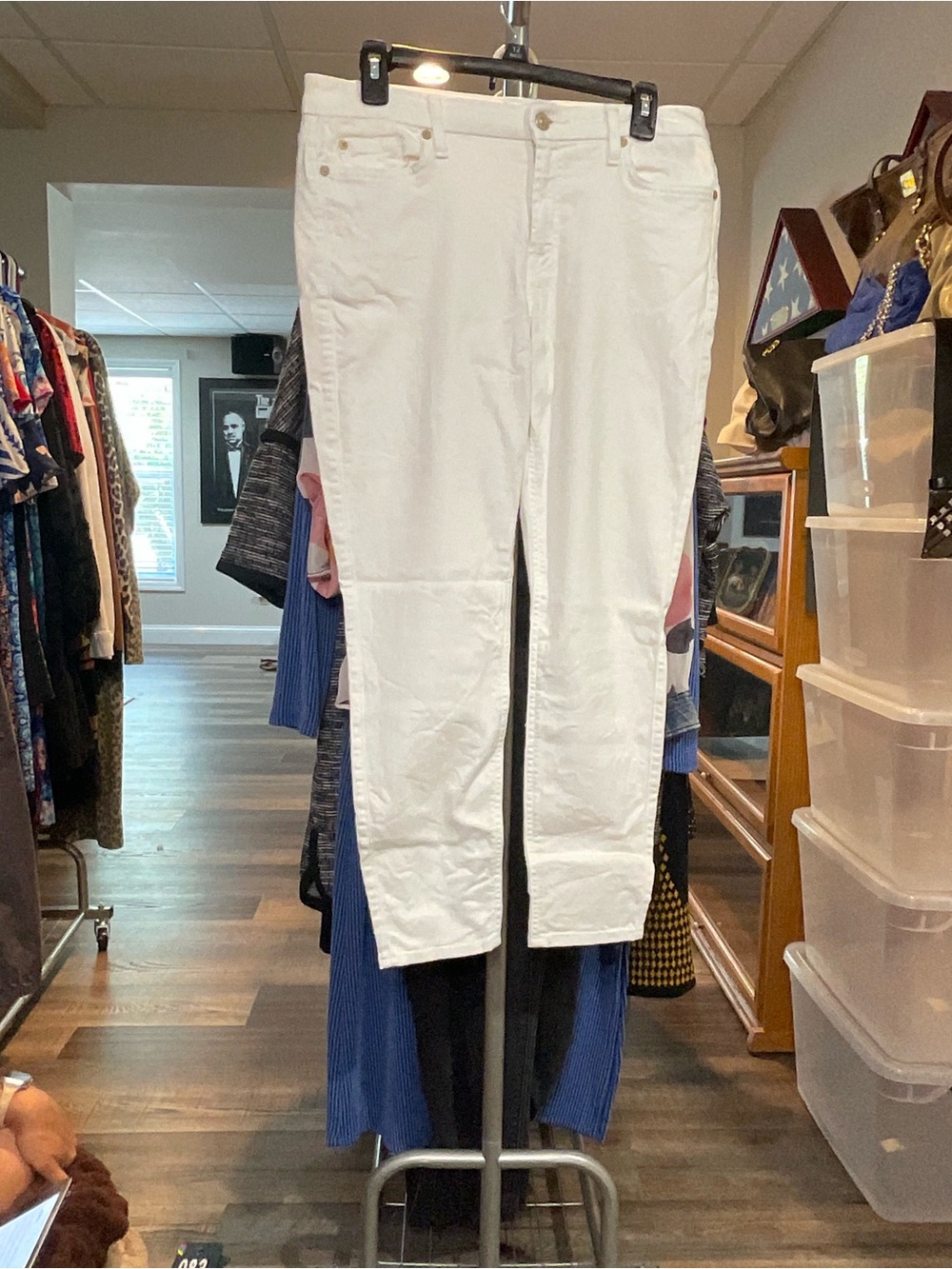 7 For All Mankind White Cropped Ankle Jeans